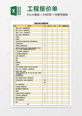 工程报价单Excel表格模板下载 熊猫办公